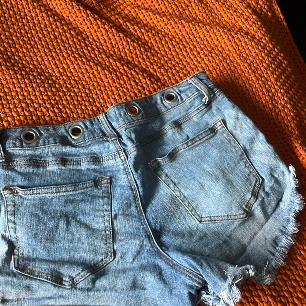 Denim short shorts with waist detail